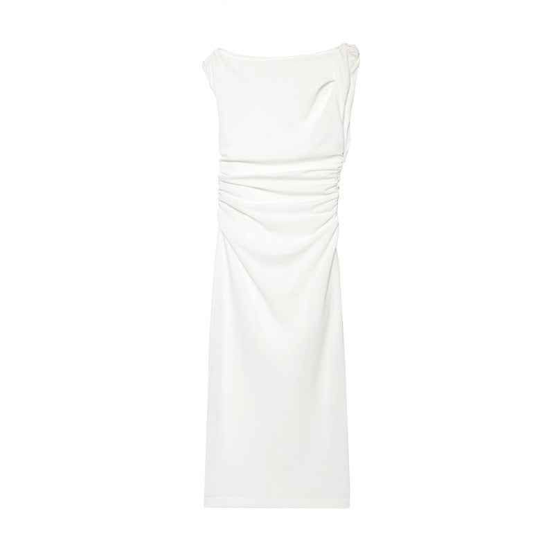 Sunlit Asymmetric Sleeveless Dress With Modern Silhouette In Vivid Colorways
