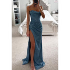 Sultry V Neck Split Dress