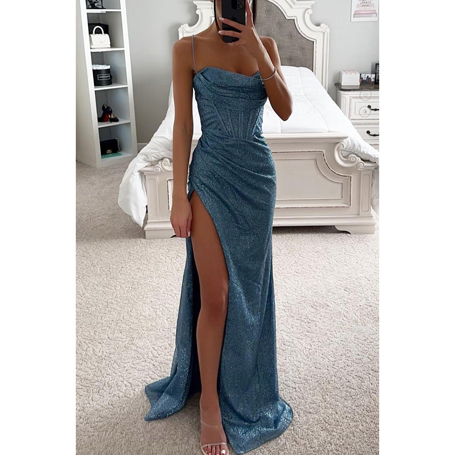 Sultry V Neck Split Dress
