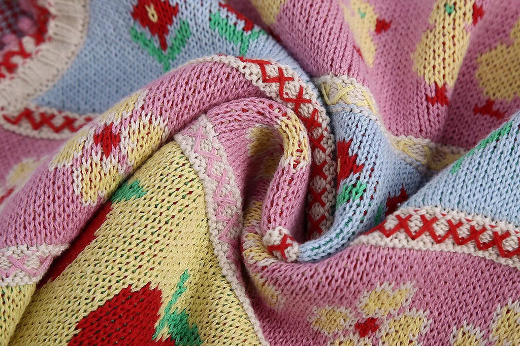 Jacquard Tank Top With Round Neck