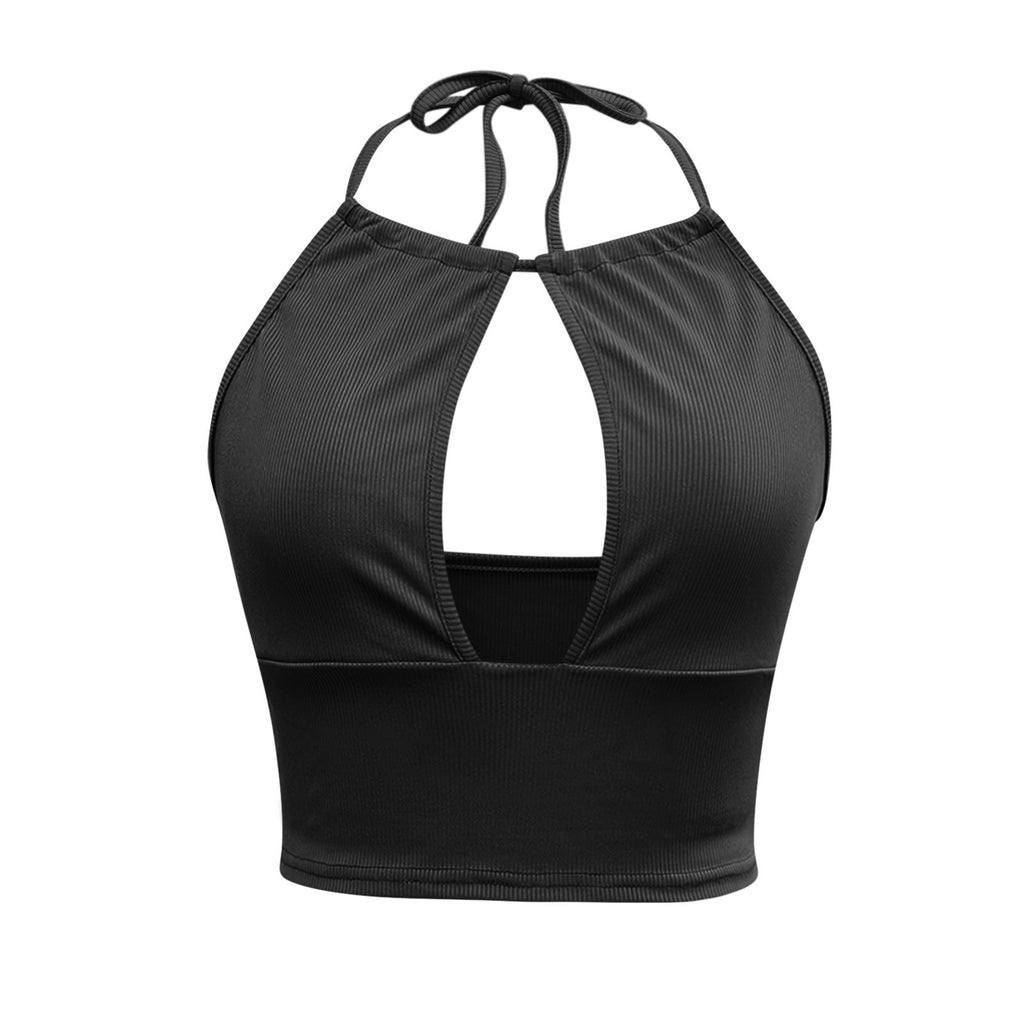 Halter Camisole Vest With Hollow Detailing Chic Summer Top
