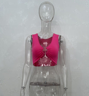 Metal Ring Cotton Sleeveless Tank Top