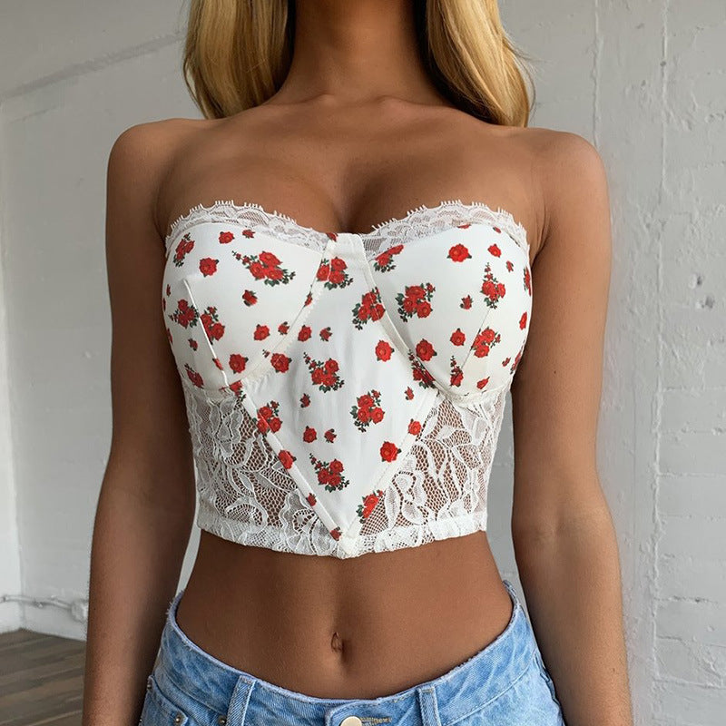 Flirty Pink Splicing Show Bust Tube Top