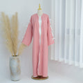 Elegant Bow Robe Maxi Dress Set With Long Sleeve Overlay