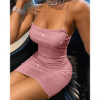 Spaghetti Strap Mini Slip Dress With Elastic Waist