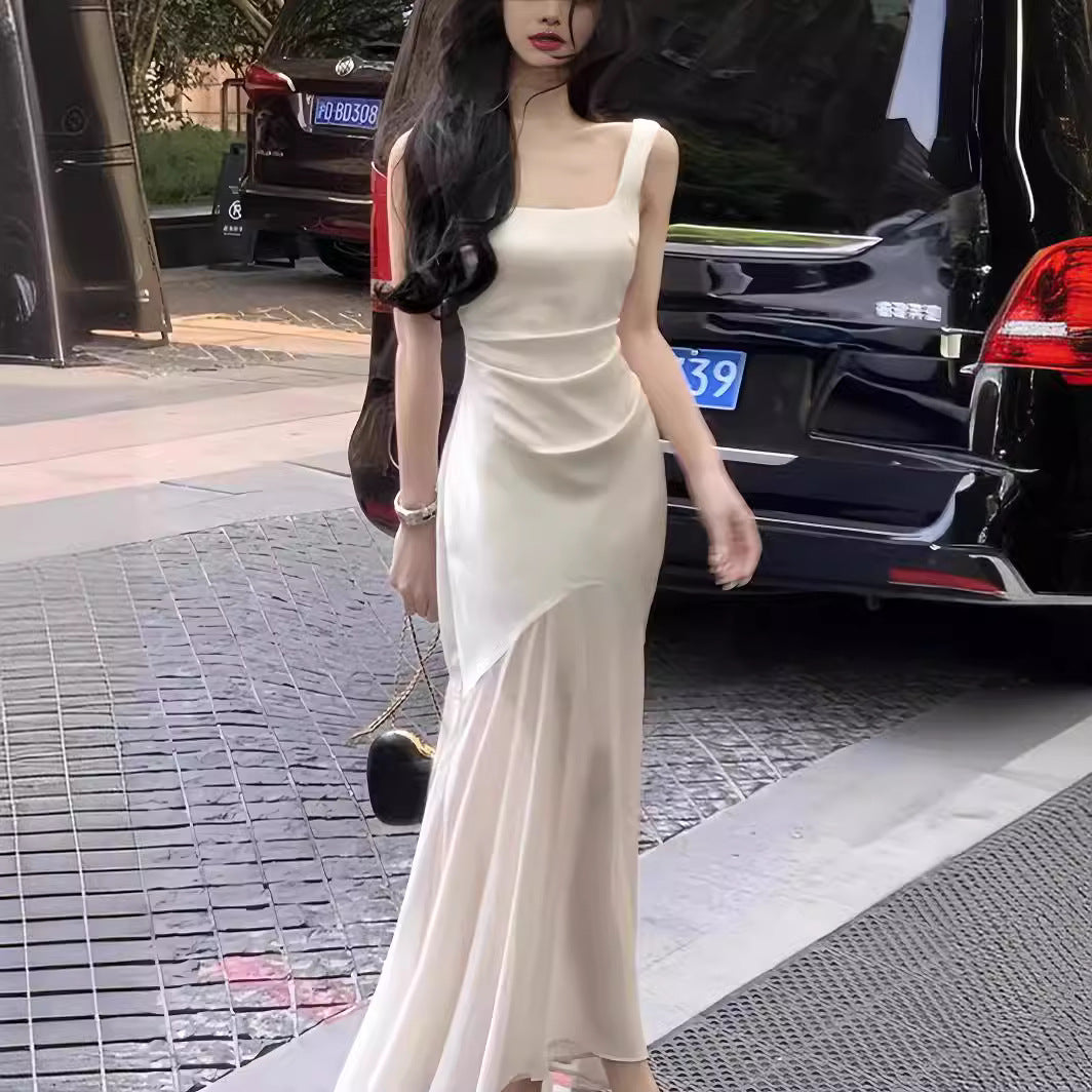 Beige Fishtail Sling Dress