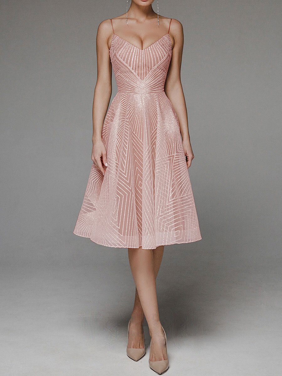 Embroidered Sling Dress Sleeveless