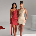 One-shoulder Sleeveless Mini Slim Backless Party Dress