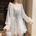 Airy Suspender Dress With Sheer Mesh Detail Lightweight