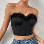 Chic Feather Top With Stitching