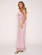 Y2K Slim Floral Print Slip Dress  Maxi