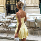 Women's V-Neck Ruffled Mini Dress - Y2K Slim Fit Sleeveless
