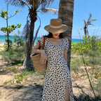 Sweet Floral Cotton Dress With Puff Sleeves And Square Collar