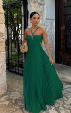 Pleated Sleeveless Sling Dress