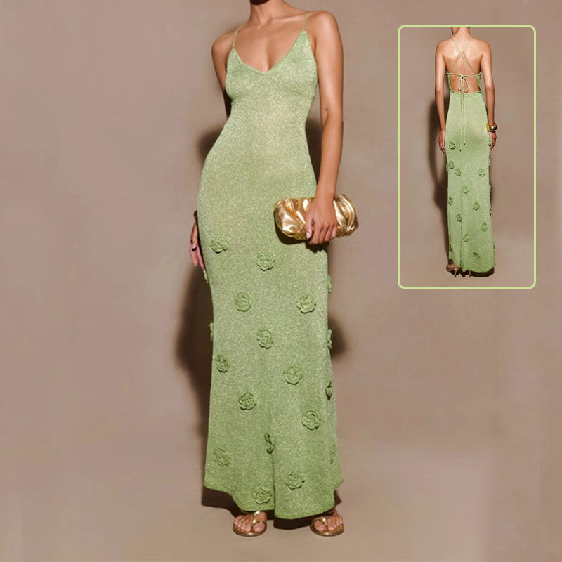 Knitted Flowers Crochet Glitter Dresses