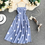 Vintage Polka Dot Summer Dress With Straps A Line