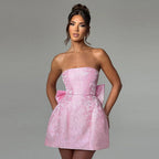 Women's Tube Top A-Line Dress with Big Bow