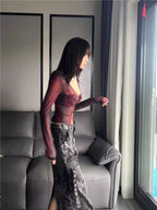 Wine Red Cardigan With Princess Sleeves Sleek Slim Fit