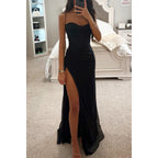 Sultry V Neck Split Dress