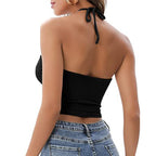 Halter Camisole Vest With Hollow Detailing Chic Summer Top