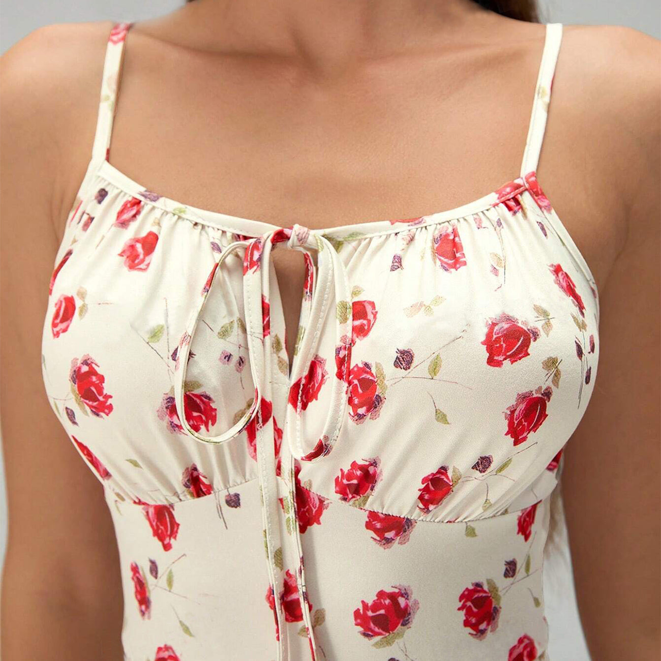 Floral Midi Dress With High-Waist And Split Hem