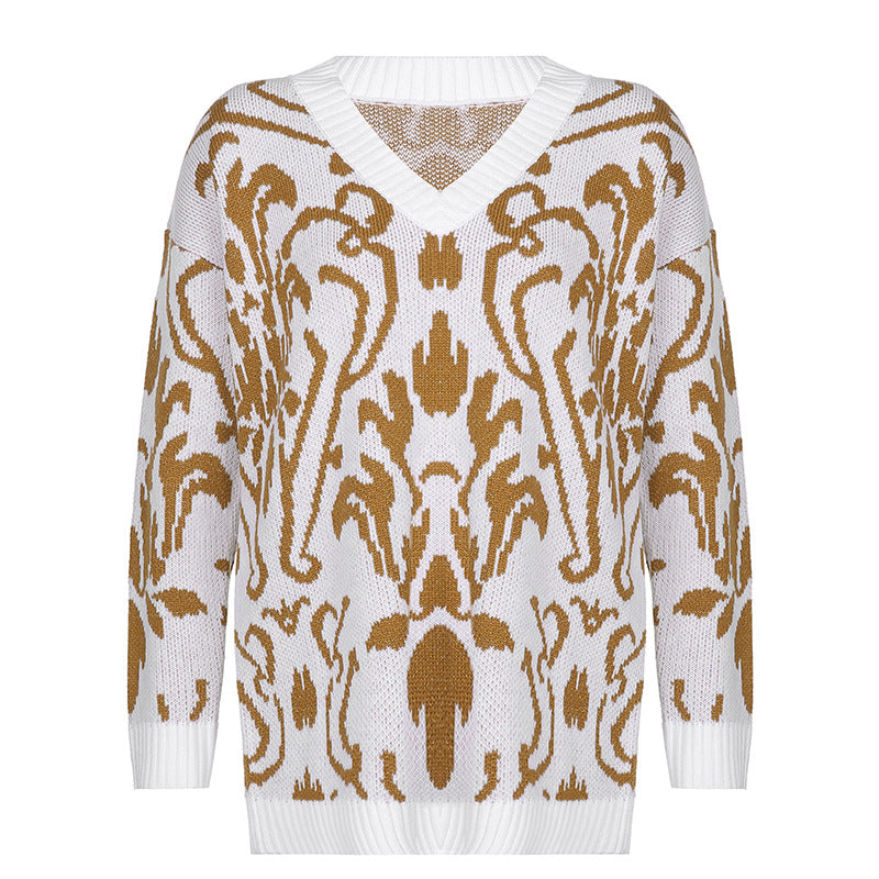 Cozy Relaxed Woolen Long Sleeve Top With V Neck