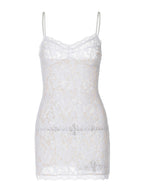 Lace Sheer Mini Dress With High Waist Silhouette Sleeveless