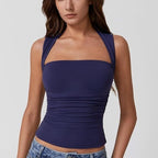 Square Neck Tank Vest For Women Slim Sleeveless Top