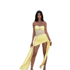 Vibrant Mesh Stitch Tube Top Dress With High Waist Hip Skirt Silhouette