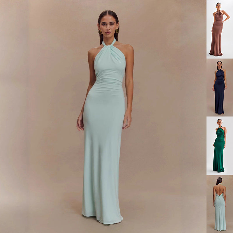 Bodycon Halter Sexy Backless Slim Fit Waist Maxi Dresses