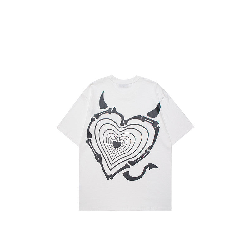 Love Print Tee For Couples, Relaxed Fit Round Neck