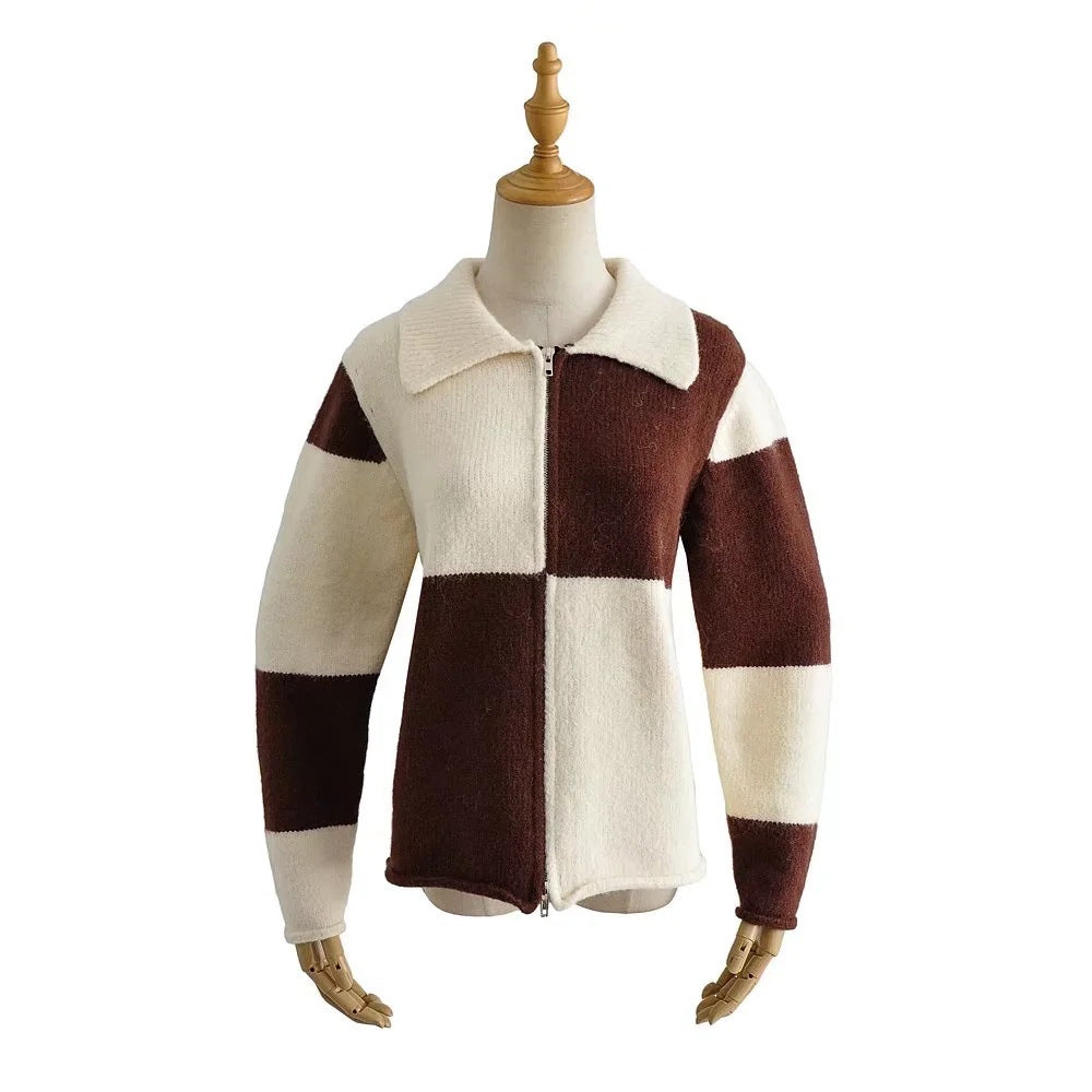 Fall Street Hipster Lapel Knit Top For Women