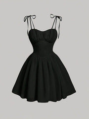 High-Waist Midi Dress With Long Straps