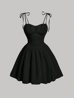High-Waist Midi Dress With Long Straps