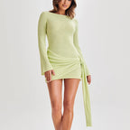 Women's Y2K Long-Sleeved Backless Slim Mini Dress