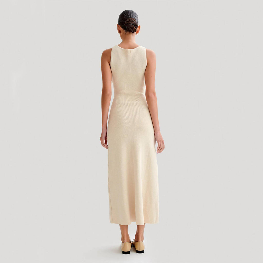 Women's Slim Fit Knitted Sleeveless Round Neck Maxi Dress