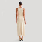 Women's Slim Fit Knitted Sleeveless Round Neck Maxi Dress