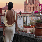 Apricot Backless Suspender Dress Slim Fit With High Waist