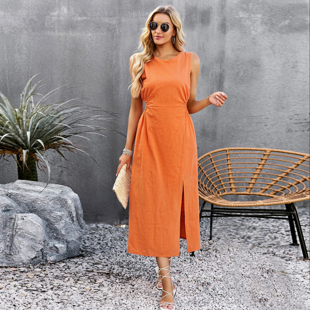 Lightweight Cotton Sleeveless Summer Dress In Solid Colors