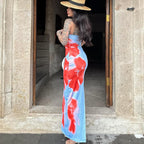 Slim Slit Tube Long Sexy Print Dress