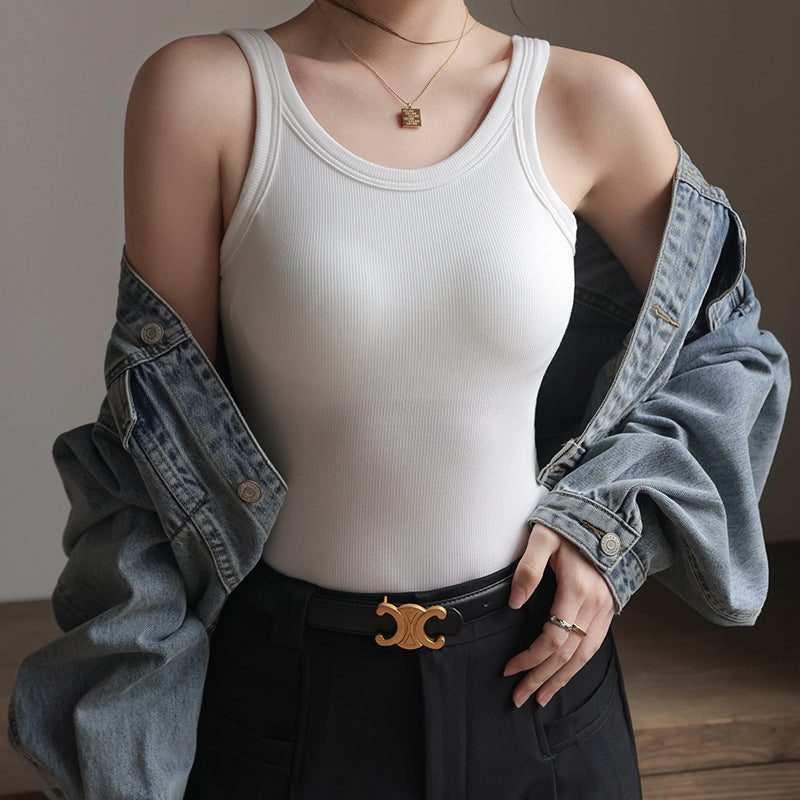 Backless Tank Top With Chest Pads, Y Shaped Strap