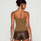 Gleaming Sequined Embroidered Sling Vest In Green And Brown