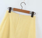 Yellow Plaid Cropped Top And Skirt Set