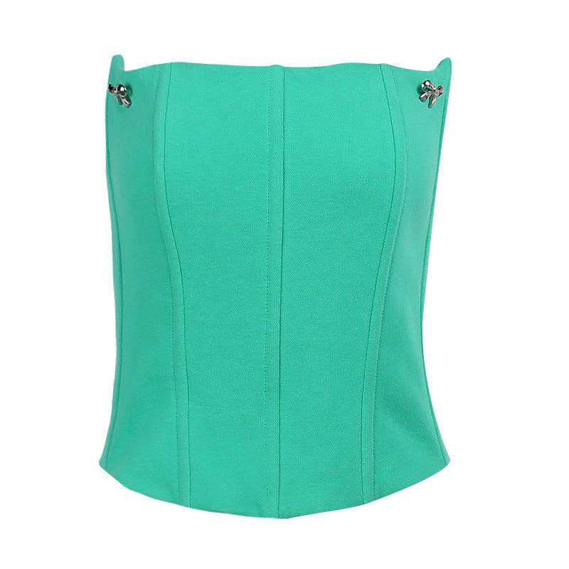 Cotton Strapless Wrap Top With Slim Fit Silhouette