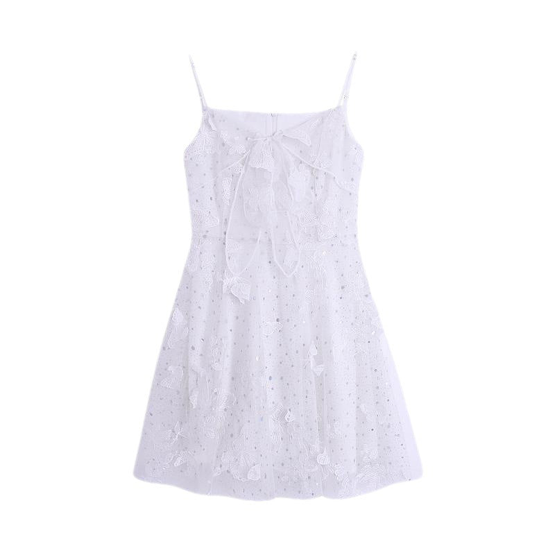 Airy Suspender Dress With Sheer Mesh Detail Lightweight