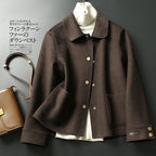 Reversible Wool Coat for Women, Short Length, Chic Lapel Outerwear
