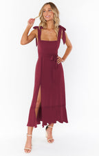 Women's Lace-up Split - Ruffled Sundress
