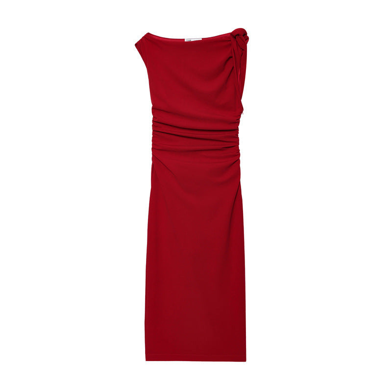 Sunlit Asymmetric Sleeveless Dress With Modern Silhouette In Vivid Colorways