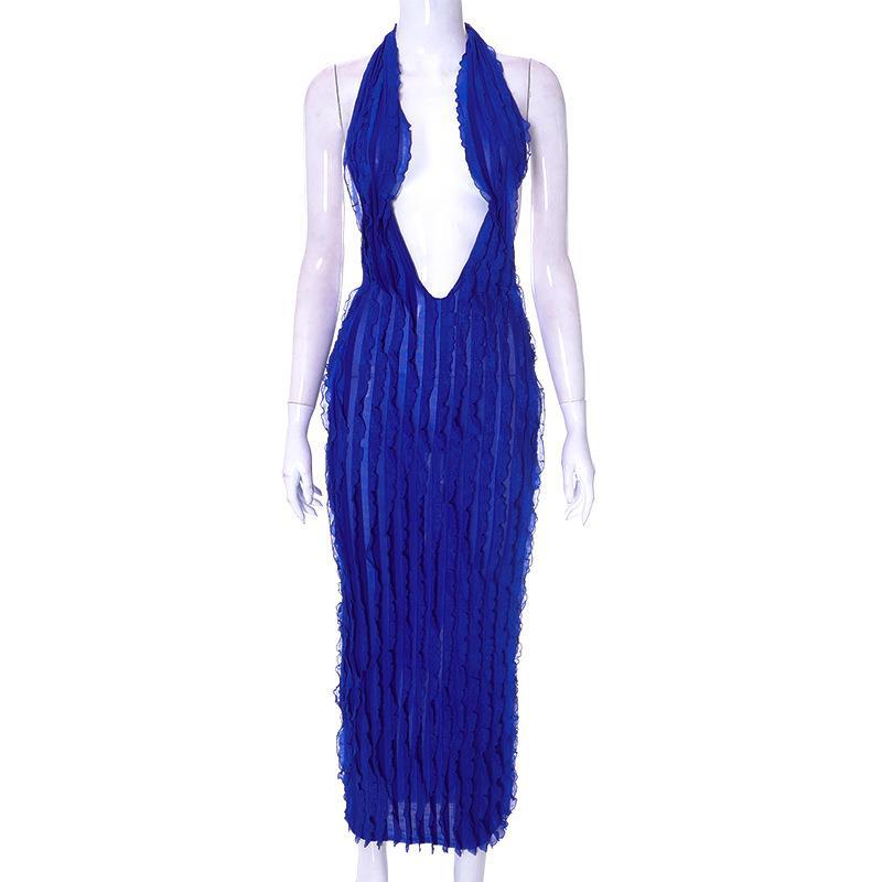 Dress In Solid Color With One Step Skirt