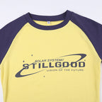 Contrasting Letter Print Raglan Top For Women In Cotton Knit Short Sleeve Style